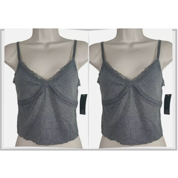 Wild Fable Women's 2 Pack Lace Trim Tiny Tank Top Heather Gray Xs - Picture 1 of 6